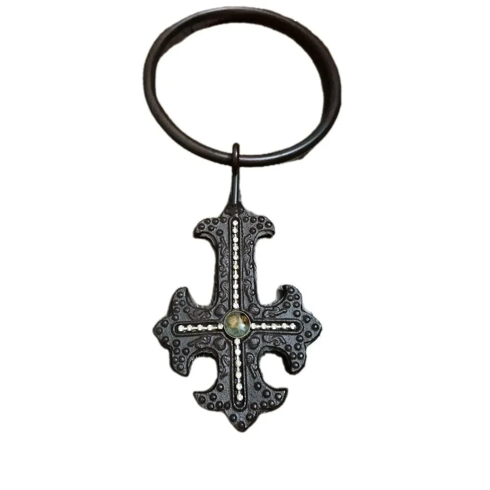 Cast Iron Rustic 6 Inch Towel Ring Cross Gothic Bathroom Decor